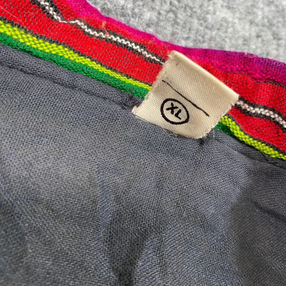 Vintage Handmade Guatemala Patchwork Cotton Bomber Jacket Multi-Color Mens XL